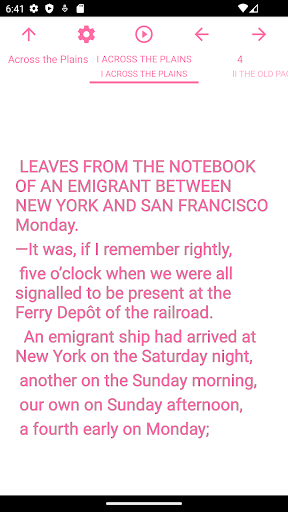 Android application Book: Across the Plains screenshort