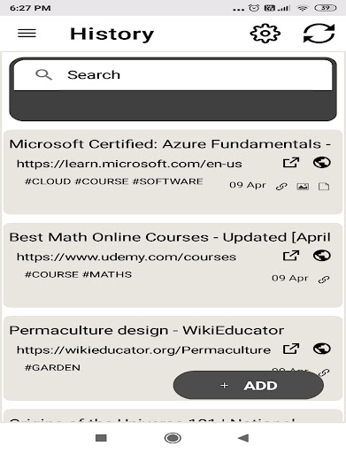 Android application Notes screenshort