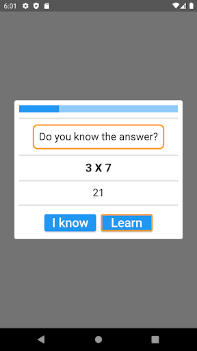 Multiplication table Screen 2