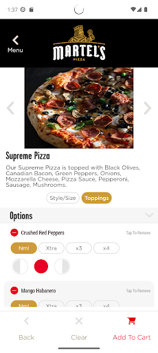 Screenshot of Martel’s Pizza