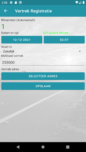 Kilometer Registratie LITE Screen 3