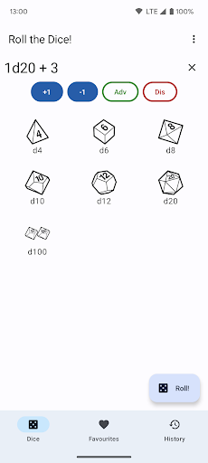 Android application Roll the Dice! RPG Dice Roller screenshort