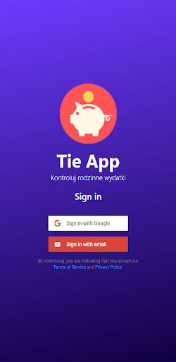 Android application TieApp - zarządzanie budżetem screenshort
