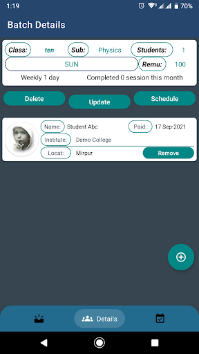 Tuition Session Log Screen 3
