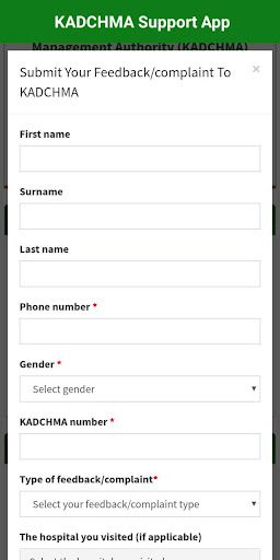 KADCHMA Support App Screen 2