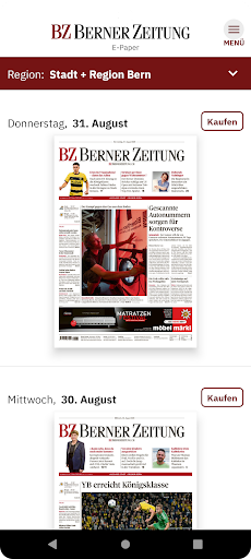 Android application BZ Berner Zeitung E-Paper screenshort