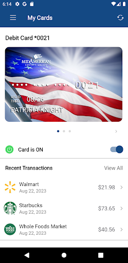 Android application MACU Card Manager screenshort