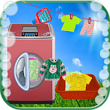 kids washing laundry clothes icon