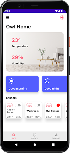 Android application Owl Home screenshort