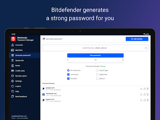 Screenshot of Bitdefender Password Manager