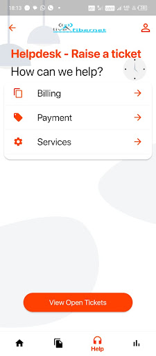 Live Fiber Customer App Screen 3