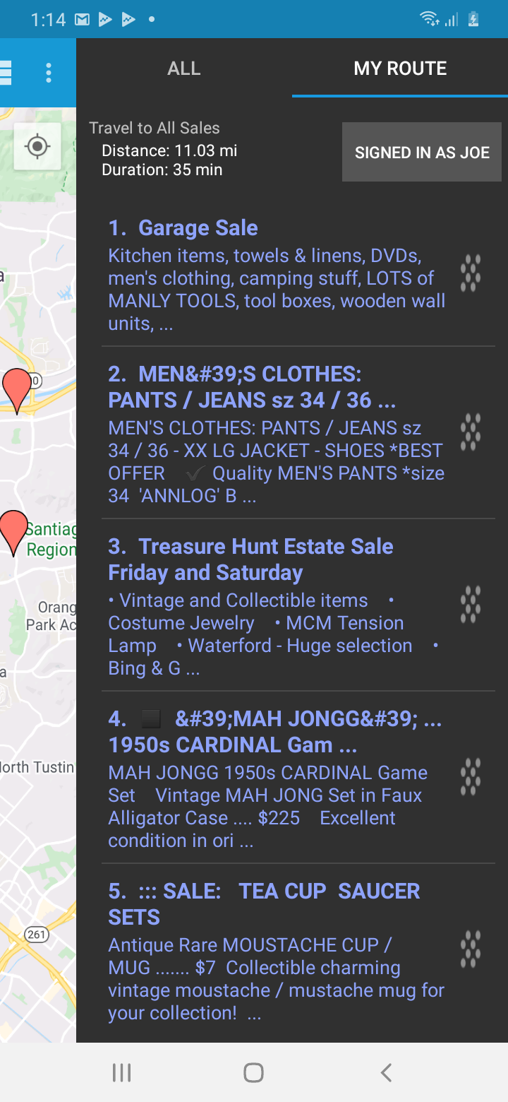Android application Yard Sale Treasure Map screenshort