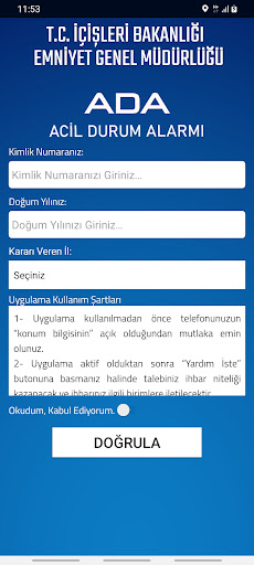Android application KORUMA ADA screenshort
