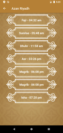 Android application Azan Riyadh screenshort
