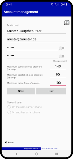 HS blood pressure measurement Screen 2