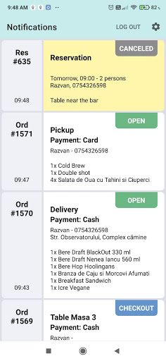 Android application Zoniz Waiter screenshort