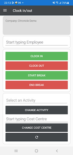Android application ChronicleMobileApp screenshort