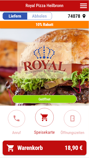 Android application Royal Pizza screenshort