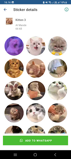 Android application Kitten Cat WhatsApp Stickers screenshort