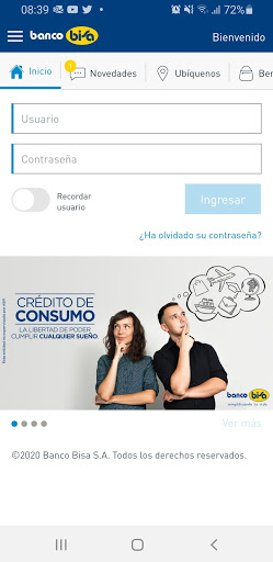 Android application Banco BISA screenshort