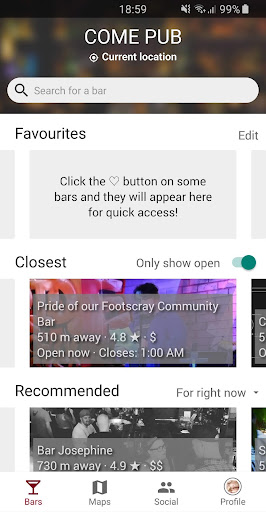 Android application Come Pub screenshort