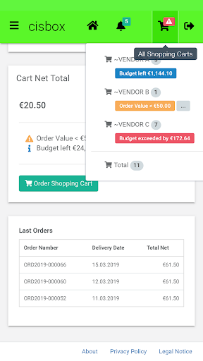 cisbox Order Screen 3