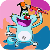Coloring book paint for oggy icon