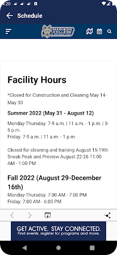 Madison College Recreation Screen 3