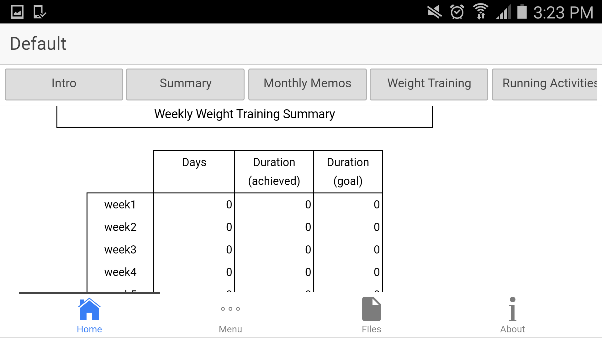 Android application Fitness Planner screenshort