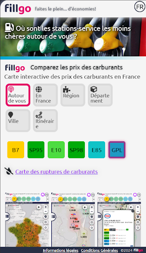 Android application fillgo - prix des carburants screenshort