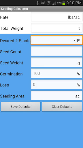 Android application Seeding Calculator screenshort