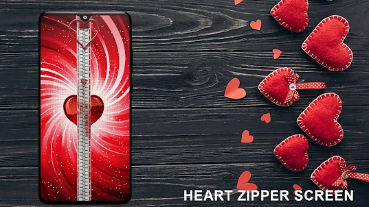Heart zipper lock screen