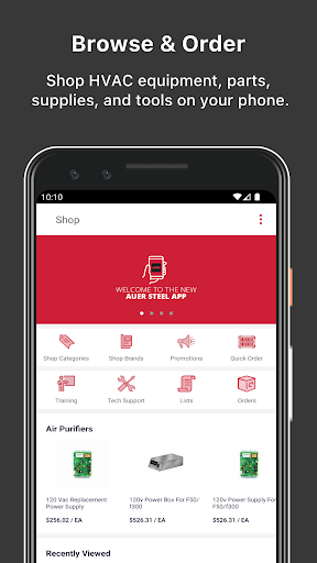 Android application Auer Steel screenshort