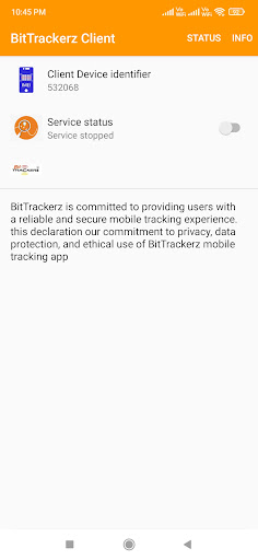 Android application BitTrackerz Client screenshort