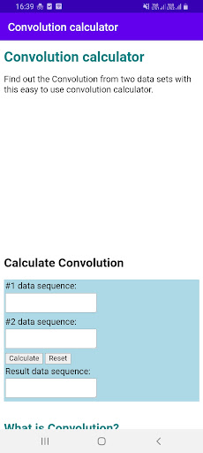 Android application Convolution calculator screenshort