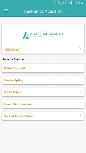 Android application Aesthetics Academy by Radiance screenshort