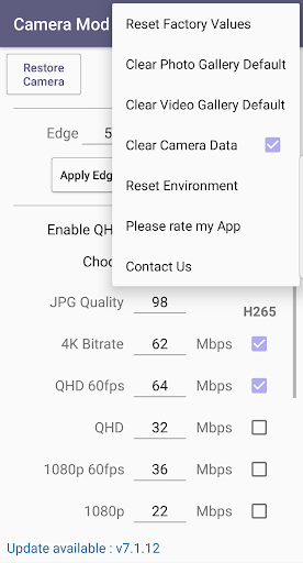Camera Mod S8 - Bitrate  Settings ROOT