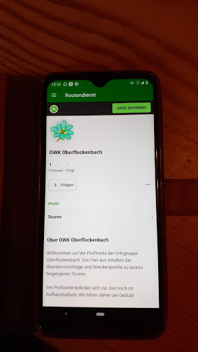 OWK-Wanderapp Screen 2