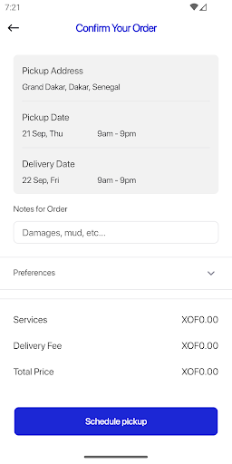 Android application LAVERIE EXPRESS - Dakar screenshort