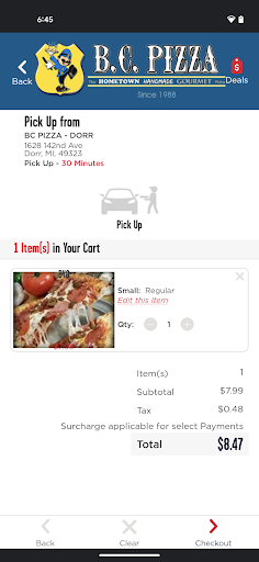 Screenshot of BC Pizza Dorr