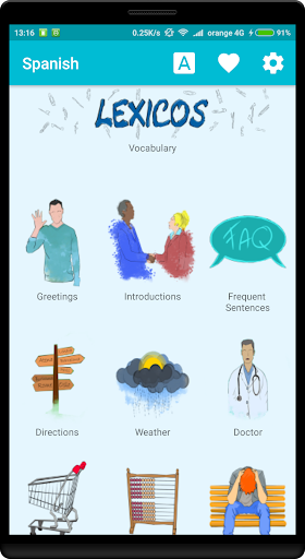 Android application Learn Spanish screenshort