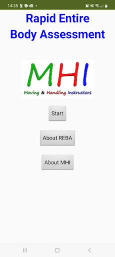 Android application Rapid Entire Body Assessment screenshort