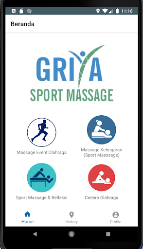 Android application Go Sport Massage screenshort