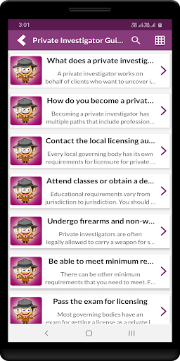 Private Investigator Guide Screen 2