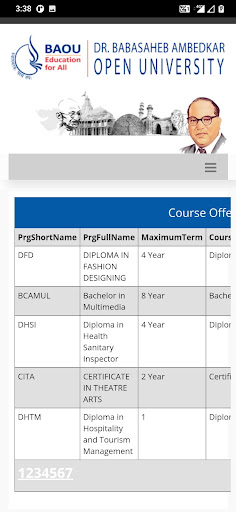 BAOU Courses Screen 3