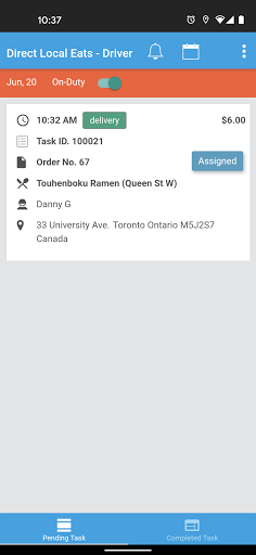 Direct Local Eats Driver Screen 3