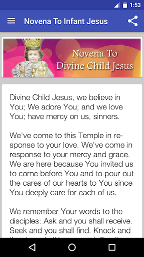 Infant Jesus Prayers Screen 2