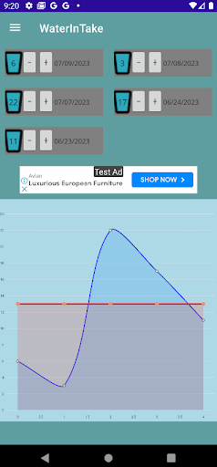 Android application WaterInTake screenshort