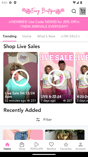 Android application Envy Boutique screenshort