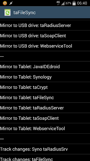 Android application taFileSync screenshort